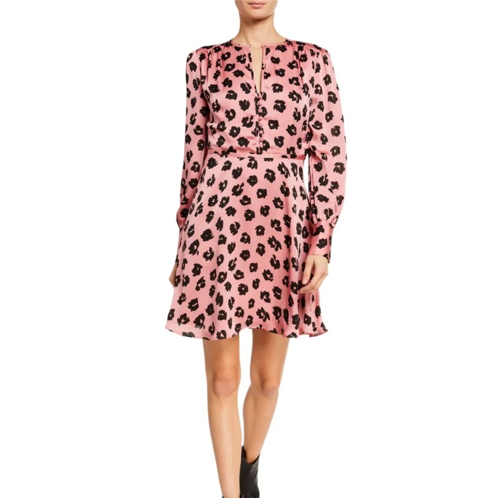 NWT EQUIPMENT Danette Long Sleeve A-Line Dress Pink and Black Size Large